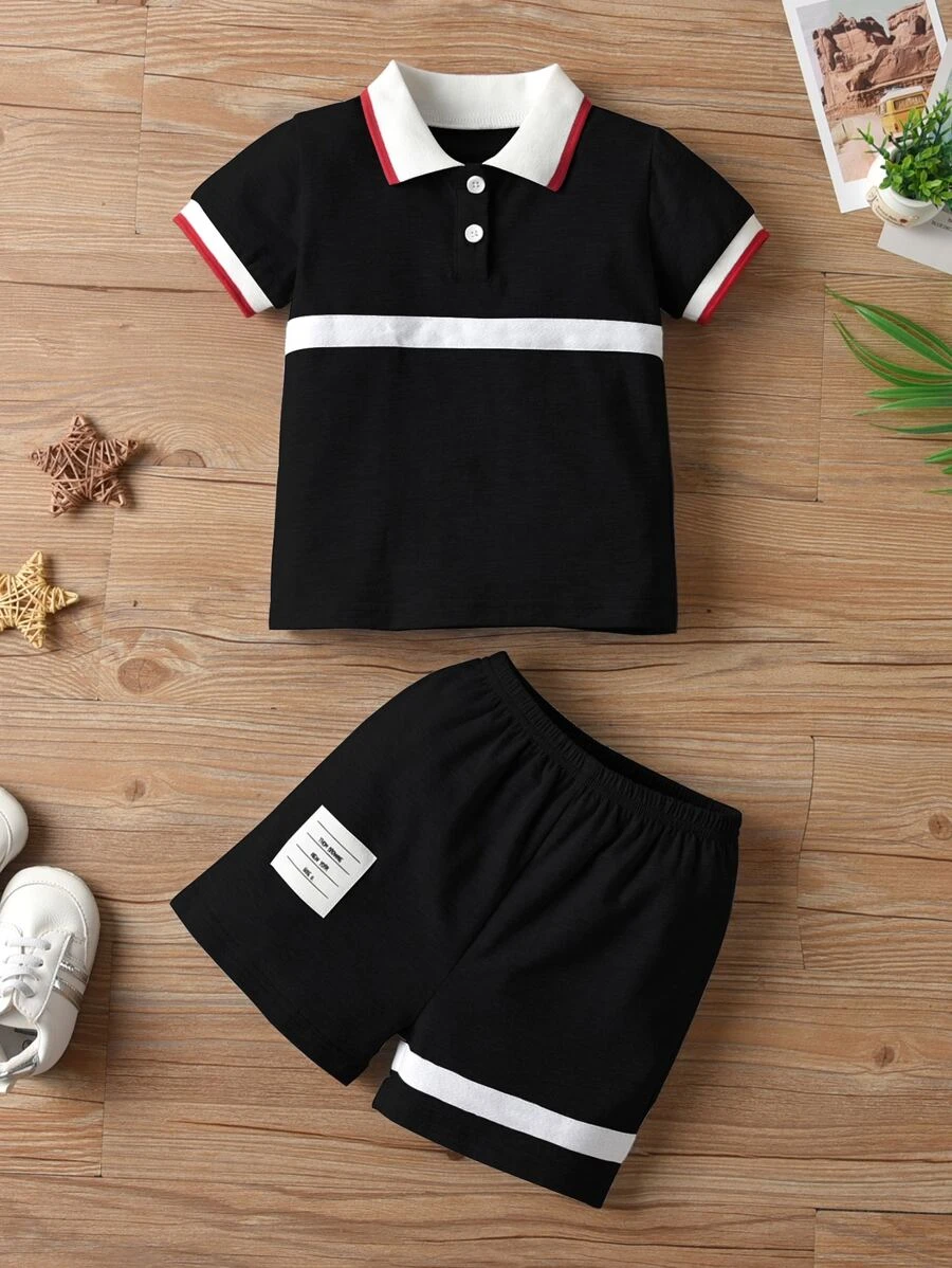 Baby Boy Contrast Polo Shirt & Shorts