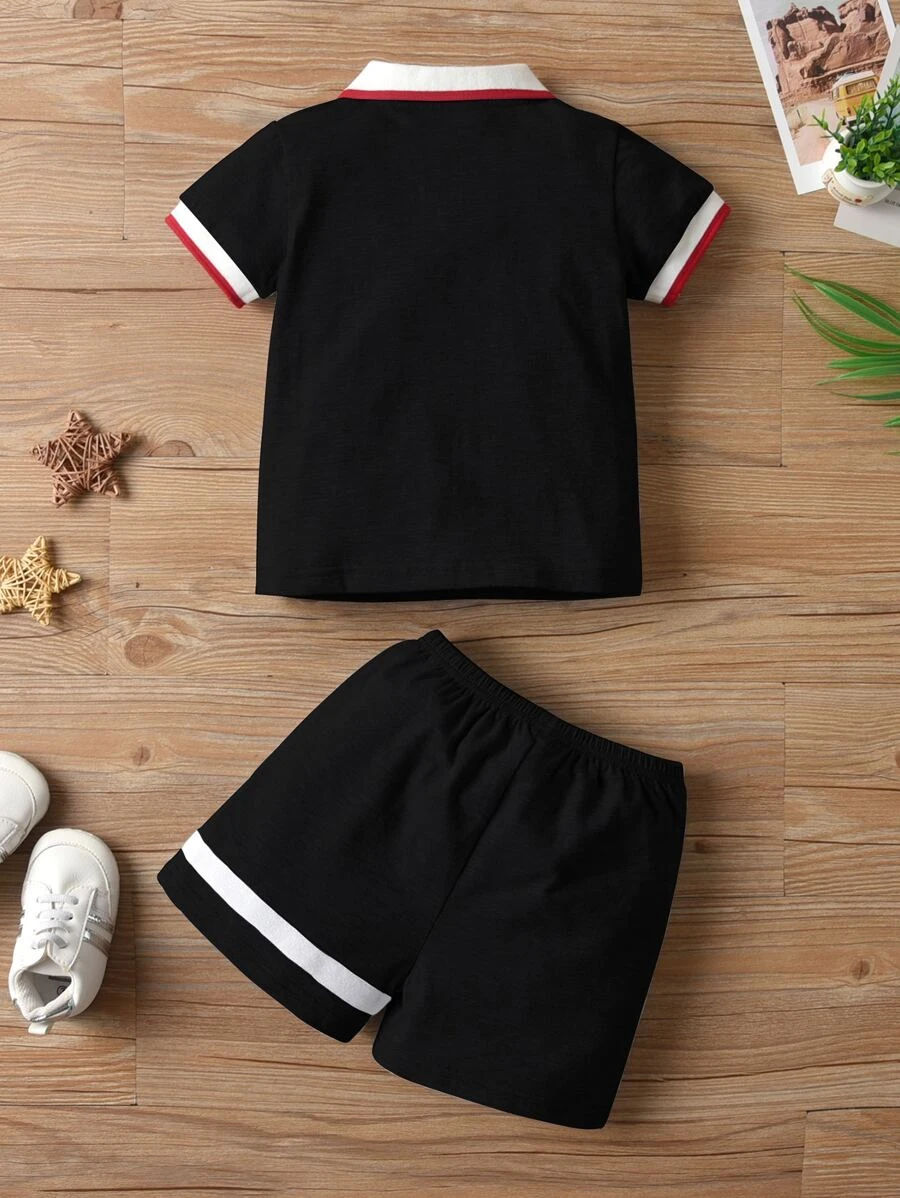 Baby Boy Contrast Polo Shirt & Shorts