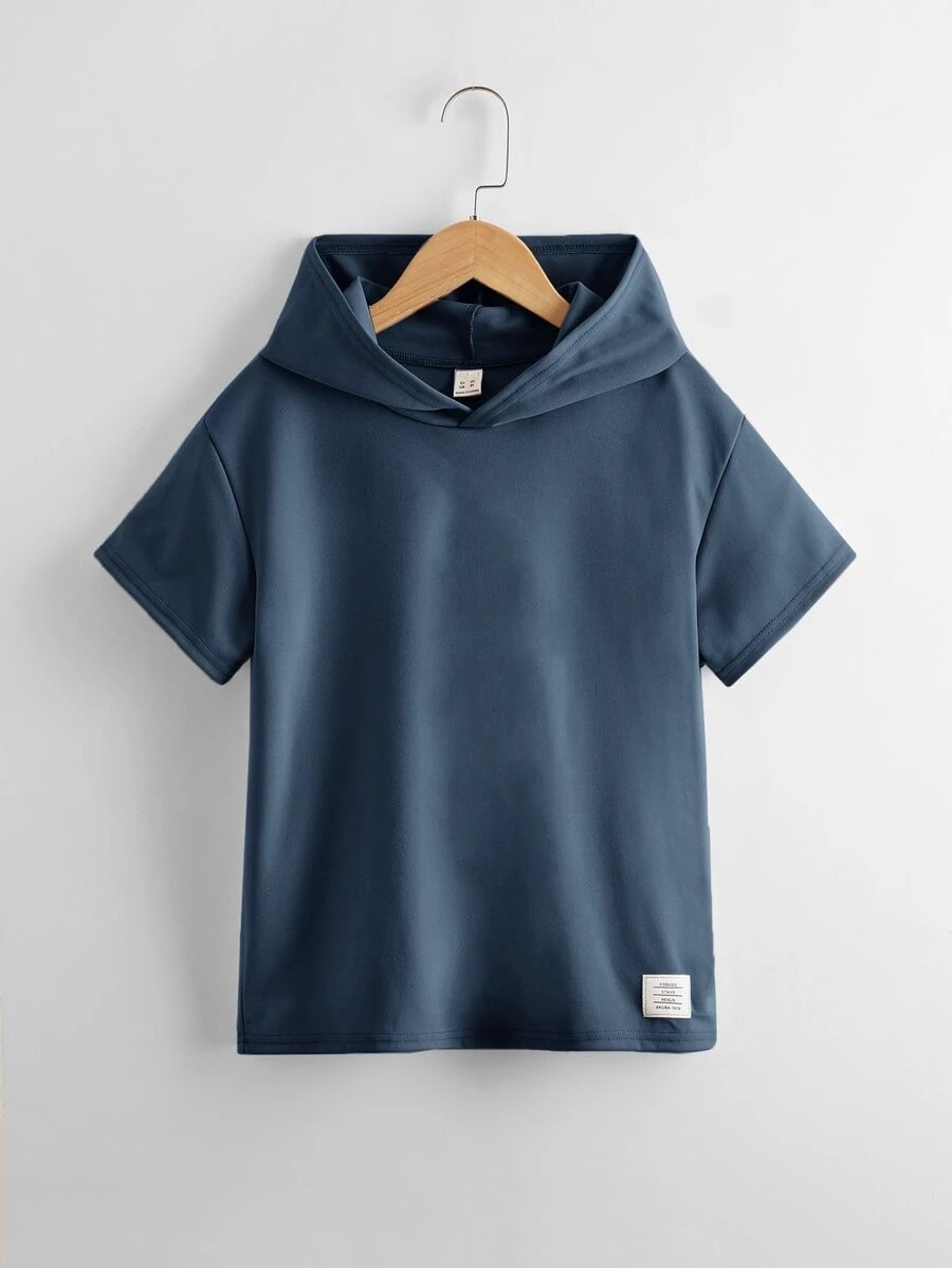 Boys Patched Detail Hooded T-Shirts